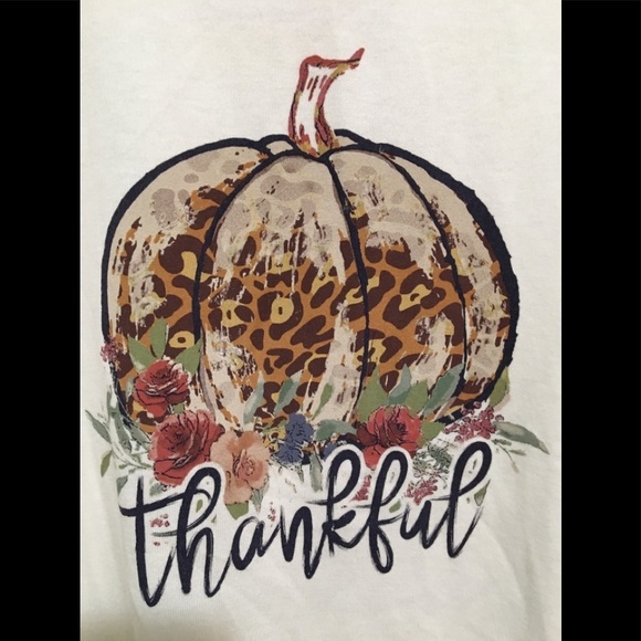 NWT Leopard Pumkin Thankful Long Sleeves Shirt - Picture 1 of 16